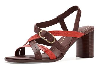 Cole Haan Dillon Heeled Strappy Sandals Womens Sandals Mahogany/Summer Fig Glossy Snake Print Leather : 10.5 B - Medium