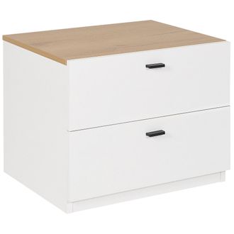 Beliani Beliani - Mesita De Noche Blanco Madera Clara Mdf 2 Cajones Almacenamiento Dormitorio Escandinavo Edison