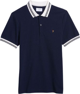 Farah Heren Regular Poloshirt met Korte Mouwen (Echte marine)