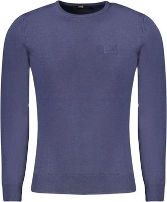 Cavalli Blauwe Crew Neck Polyester Sweater Mannen - Heren - Ronde hals truien - Blauw - 2XL - Polyester - Truien & Vesten