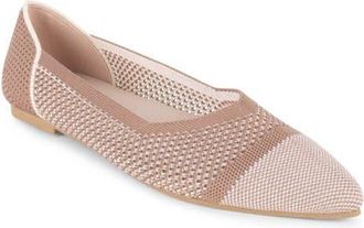 Elie Tahari Antigua Knit Pointed Toe Flat in Camel at Nordstrom, Size 8.5