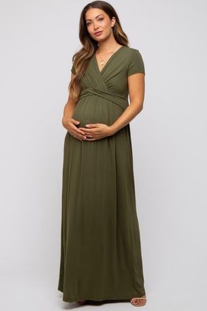Pinkblush Navy Draped Maternity/Nursing Maxi Dress in Forest Green at Nordstrom, Size X-Large