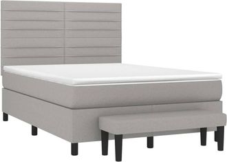 vidaXL Vidaxl - Cama Box Spring Con Colch&oacute;n Tela Gris Claro 140x190 Cm