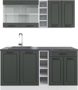 Vicco Cocina Vers&aacute;til R-line, Antracita Casa De Campo/blanco, 160 Cm, Et Antracita