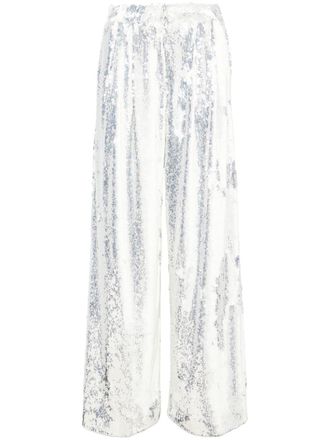 Rotate mid-waist wide-leg trousers - women - Elastane/Polyester/Polyester/Recycled Polyester - 34 - White