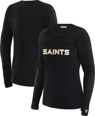 WEAR by Erin Andrews Womens WEAR by Erin Andrews x Gracie Hunt Black New Orleans Saints Mesh Panel Long Sleeve T-Shirt at Nordstrom, Size Large