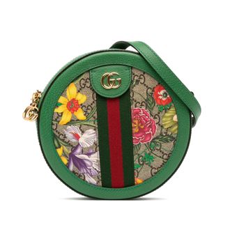 Gucci Tweedehands Mini Gg Supreme Flora Ophidia Ronde Crossbody