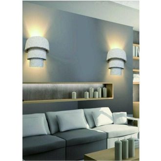 Trade Shop Trade Shop - Applique Parete In Gesso Effetto Pietra Verniciabile Moderno Attacco E14 Gs-e56