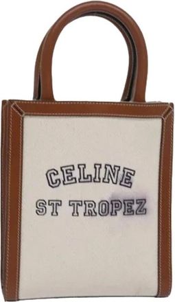 Celine Pre-owned Tote Bags, female, White, Size: ONE SIZE Pre-owned Vintage Canvas Hand Bag