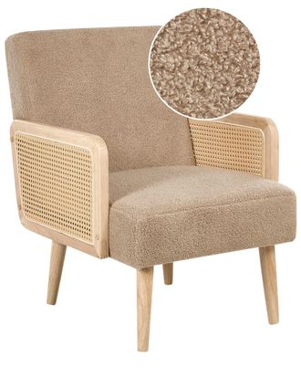 Beliani Sill&oacute;n de boucl&eacute; beige arena