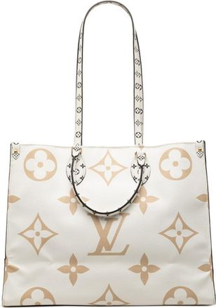 Louis Vuitton Monogram Beige Green White Pvc Leather Handbag Tote Bag (Pre-Owned)