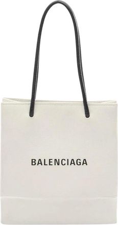 Balenciaga Pre-owned Tote Bags, female, White, Size: ONE SIZE Pre-owned Vintage White Canvas Shopping Bag