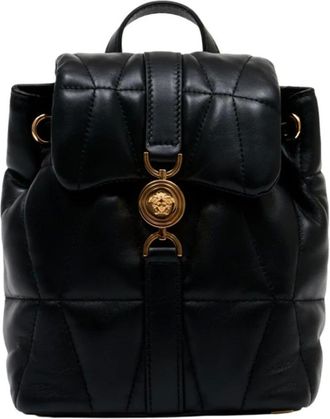 Versace Backpacks, female, Black, Size: ONE SIZE Kleio Quilted Nappa Backpack
