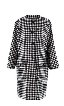 Dolce & Gabbana Black & White Houndstooth Wool Coat Size M