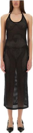 Courr&egrave;ges Holistic Mesh Long Dress - Dames - Maxi kleedjes - Zwart - M - Katoen - Kleedjes