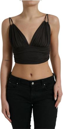 Dolce & Gabbana Mouwloze Crop Tank Top - Dames - Tops zonder mouwen - Bruin - S - Tops