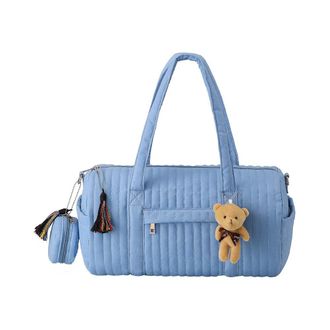 Generic Quilted Travel Bag with Top Handle Tote Bag Trendy Shoulder Bag for Women (Blue) (style1)