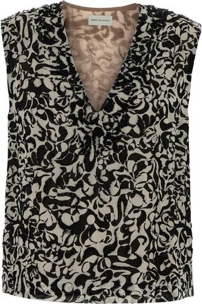 Dries Van Noten Printed Crepe College Top