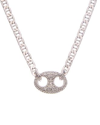 Meshmerise 18K Over Silver 0.20 Ct. Tw. Diamond Puffed Mariner Necklace