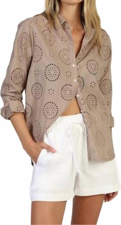 True Grit Elle Button Up Top In Desert