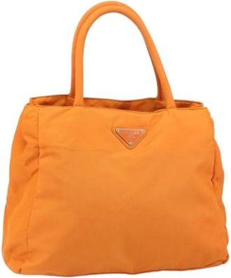 Prada Pre-owned Tote Bags, female, Orange, Size: ONE SIZE Pre-owned Vintage Nylon Tote Bag