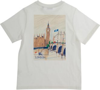 Burberry Boys T-Shirt With Logo Print, White Cotton T-Shirts And Polos