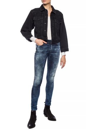 Diesel Slandy Distressed Jeans, Womens, Navy Blue