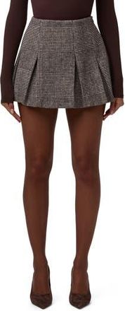 Naked Wardrobe Glen Plaid Pleated Miniskirt in Chocolate Ht Plaid at Nordstrom Rack, Size X-Large