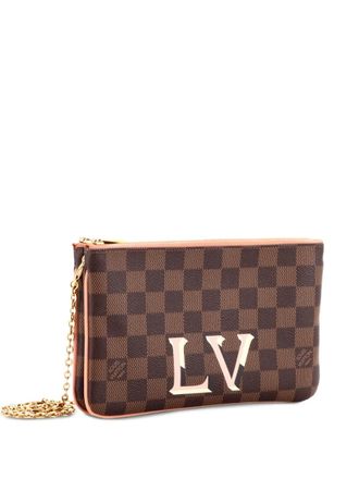 Louis Vuitton Pochette Damier clutch met dubbele rits - Bruin