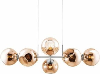 Nino Leuchten Lampada a sospensione regolabile in altezza lampada da tavolo lampada a sospensione 8 fiamme lampada da soggiorno, globi di vetro ambra, 8x E27, LxH