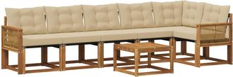 vidaXL Conjunto De Sof&aacute;s De Exterior 7 Uds. Natural Y Beige Vidaxl