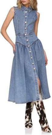 Avec Les Filles Sleeveless Denim Midi Dress in Medium Wash at Nordstrom Rack, Size 12