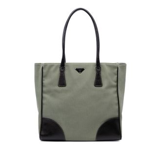 Prada Tweedehands Cinghiale Getrimde Canvas Canapa Tote