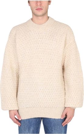 S&eacute;fr Leonard Sweater - Heren - Ronde hals truien - Beige - M - Wol - Truien & Vesten