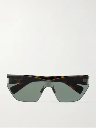 Saint Laurent Eyewear Occhiali Da Sole In Acetato Tartarugato Con Montatura Quadrata - Verde