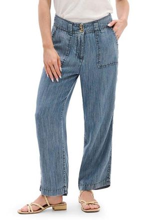 Hatley Acid Wash Crop Wide Leg Chambray Pants in Blue Acid Rinse at Nordstrom, Size 10