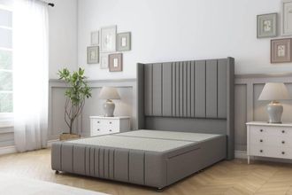 Sloomy Hargrave Dumfries Divan Base No Drawers-54 Wingback & 12 Footboard in Light Grey | Size: Single