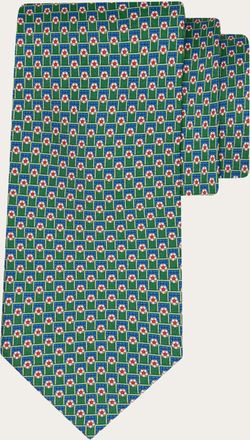 Ferragamo Men Tournament print silk tie - Citymatch Capsule Green