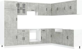 vidaXL Vidaxl - Mueble Cocina Lucca Gris Hormig&oacute;n 14 Pzas Madera Contrachapada