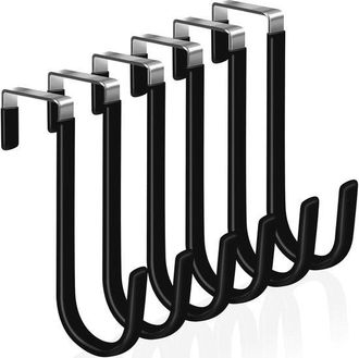 OEM Acerca De Los Ganchos Para Puertas, 6 Ganchos Para Colgar Puertas Con Goma Que Evita Rayones, Ganchos Organizadores Resistentes, Color Negro
