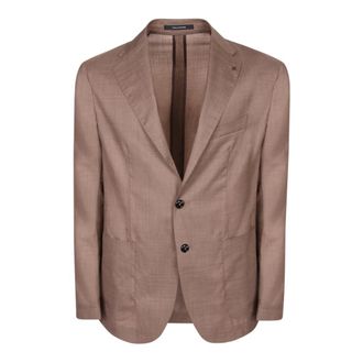 Tagliatore Blazers, male, Brown, Size: 2XL Textured Buttoned Blazer