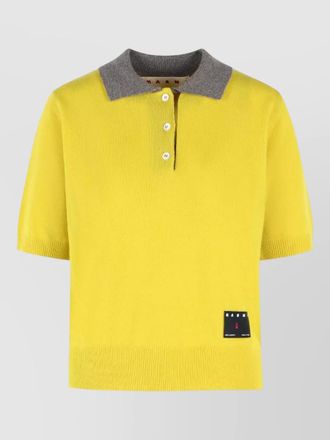 Marni cashmere polo shirt short sleeves collar detail
