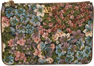 Valentino Garavani Medium VLOGO Floral Jacquard Pouch in Brown Multi at Nordstrom
