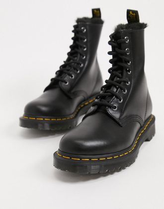 Dr. Martens Atlas 8 eye fluff lined boots in black