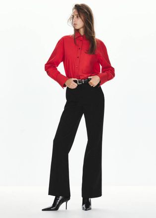 Mango Pantaloni a gamba dritta a vita bassa nero - Donna - 36 - MANGO