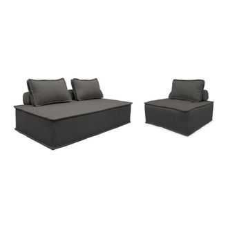 Sweeek Sof&aacute; modular en tela lisa, 3 plazas, gris oscuro