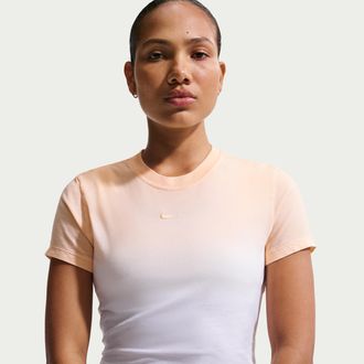 Nike Womens Nike Sportswear Chill Knit Slim Cropped T-Shirt in Orange | II7074-821