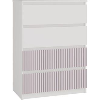 Topeshop Aster T4 - Cassettiera moderna a 4 cassetti - 97x70x40 - Mobile contenitore per bambini - Bianco e rosa