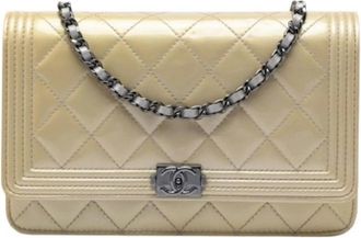 Chanel Pre-owned Vintage Quilted Crossbody Bag - Dames - Vintage Schoudertas - Beige - ONE Size - Leer - Vintage