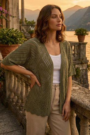 Roman Pointelle Knit Cardigan